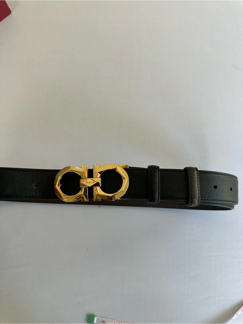 Salvatore Ferragamo Reversible Black/Brown Leather Belt Gold Gancini Buckle Sz44